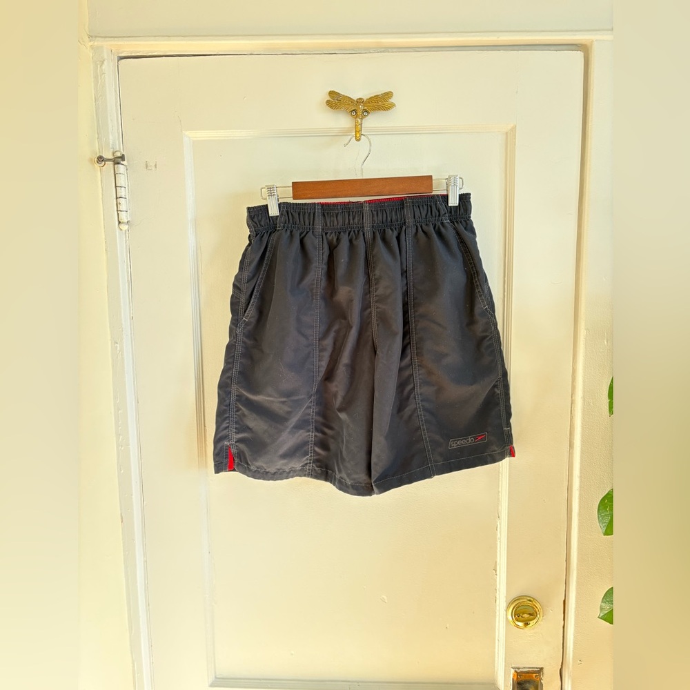 Vintage Speedo Black Men's Swim Shorts with Lining Size‎ Medium